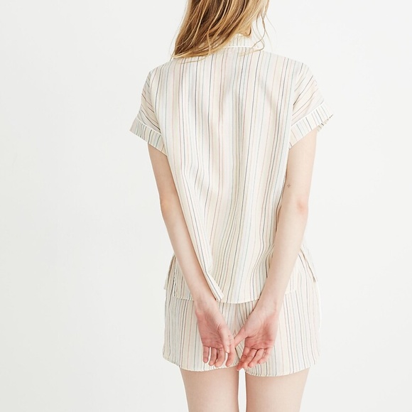 Madewell Cotton Pajama Shirt in Rainbow Stripe - Picture 3 of 7